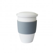 小皿泡茶杯 茶水分離帶過濾網硅膠套創意禮品陶瓷杯