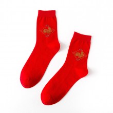 本命年中筒紅色襪子可定制