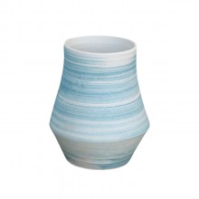 景德鎮陶瓷花瓶套裝 客廳擺件工藝品 藍色螺紋陶瓷兩件套花瓶擺件