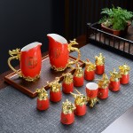 十二生肖獸首鎏金喜慶龍鳳呈祥中式家用復古陶瓷分酒器小酒杯酒盅