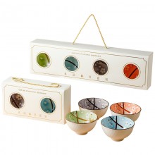 日式陶瓷碗套碗禮盒裝釉下彩櫻花陶瓷餐具