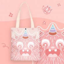 新款粉色小怪獸學生大容量單肩帆布手提袋購物袋定制