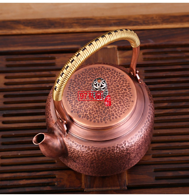 紫銅壺手打捶紋錘紋仿古家用套裝金屬燒水茶壺