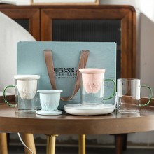 德化玻璃陶瓷茶具套裝個人杯55度恒溫杯配加熱墊商務送禮佳品