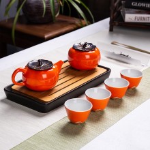 陶瓷茶具套裝 柿柿如意茶具套裝整套企業禮品logo定制