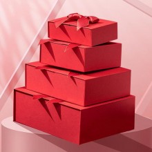 紅色蝴蝶結禮品伴手禮盒天地蓋空盒可以定制logo