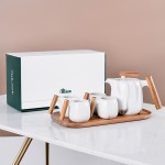 北歐創意簡約茶壺木手柄咖啡陶瓷茶具禮盒套裝花茶壺