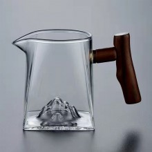 高檔日式木把玻璃觀山公道杯加厚分茶器功夫茶道茶具