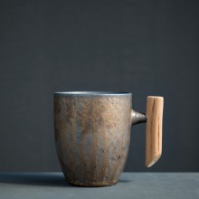 咖啡杯復古陶瓷茶杯創意木柄泡茶水杯個性家用奶茶杯