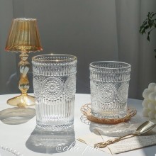 玻璃透明太陽花杯子家用水杯飲料果汁杯多規格啤酒杯子