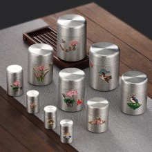 純錫茶葉罐旅行攜帶茶盒錫罐茶倉儲茶罐大小號手工金屬密封罐