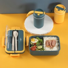 學生飯盒午餐盒小麥秸稈便當盒早餐杯套裝禮品可微波爐塑料保鮮盒