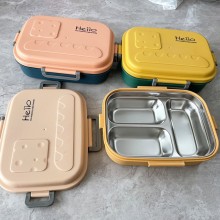 可愛不銹鋼飯盒糖果色便當盒學生午餐盒上班族帶飯成人塑料餐具盒