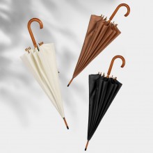 復古雨傘16骨長柄木桿純色日系簡約直桿傘廣告傘