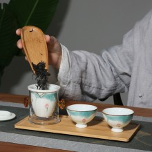 手繪荷花一壺二杯紅茶泡茶具套裝便攜陶瓷茶壺泡茶器辦公室禮品