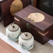 陶瓷茶葉罐密封罐防潮茶葉禮盒裝家用普洱茶收納包裝盒子高檔
