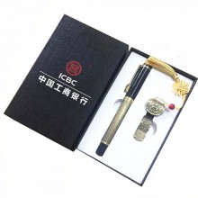 中國風U盤套裝8G16G如意U盤金屬簽字筆鋼筆logo企業周年禮品定制