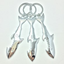 創意金屬鑰匙掛件 藍鯊魚鑰匙扣鑰匙圈活動小禮品定制