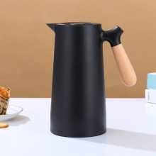 保溫水壺木手柄簡約風咖啡壺家用時尚保溫瓶定制公司廣告禮品