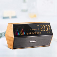 藍牙音箱木紋時鐘收音機麥克風智能音響定制公司廣告禮品