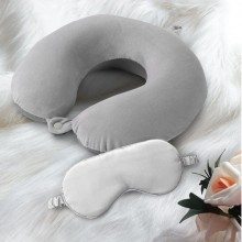 約克羅蘭水晶絨頸枕眼罩組合 辦公護頸U型枕 套裝定制公司廣告禮品